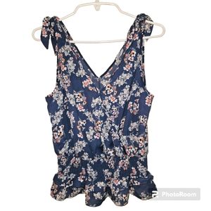 EUC Sienna Sky Floral Crop‎ top